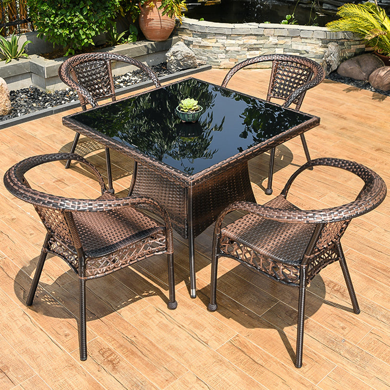 21" Wide Tropical Dining Side Chair Rattan Brown Outdoor Chair