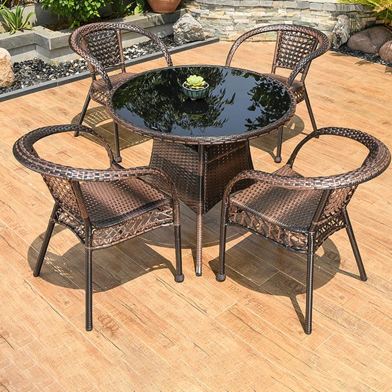 21" Wide Tropical Dining Side Chair Rattan Brown Outdoor Chair