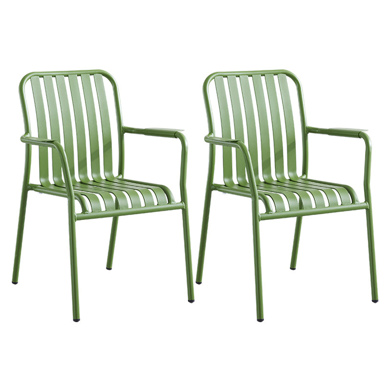 Green Stacking Dining Side Chair Arms Included Outdoor Bistro Chairs