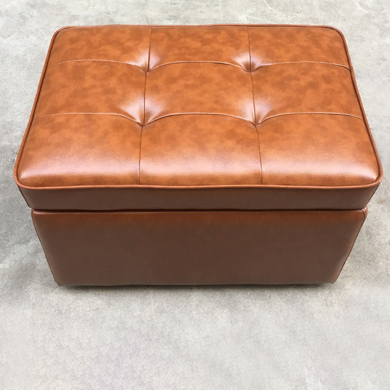 Footstools Genuine Leather Storage Ottomans 15.6 Inch Rectangle Foot Stool