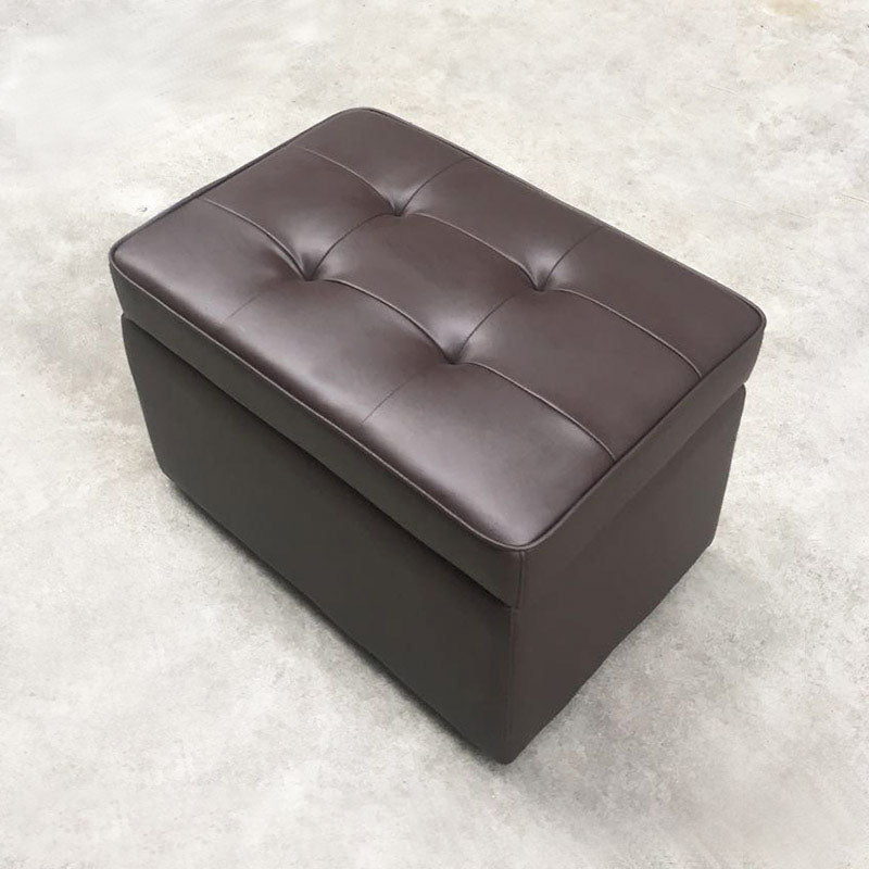 Footstools Genuine Leather Storage Ottomans 15.6 Inch Rectangle Foot Stool