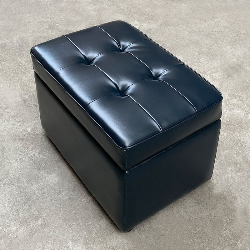 Footstools Genuine Leather Storage Ottomans 15.6 Inch Rectangle Foot Stool