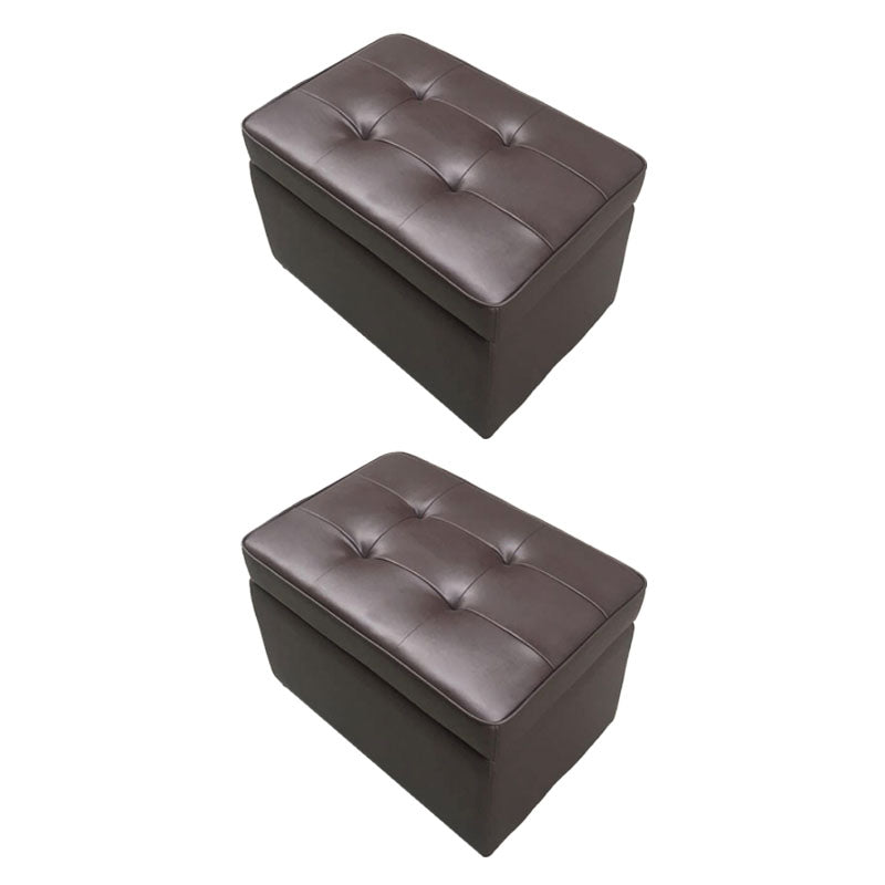 Footstools Genuine Leather Storage Ottomans 15.6 Inch Rectangle Foot Stool