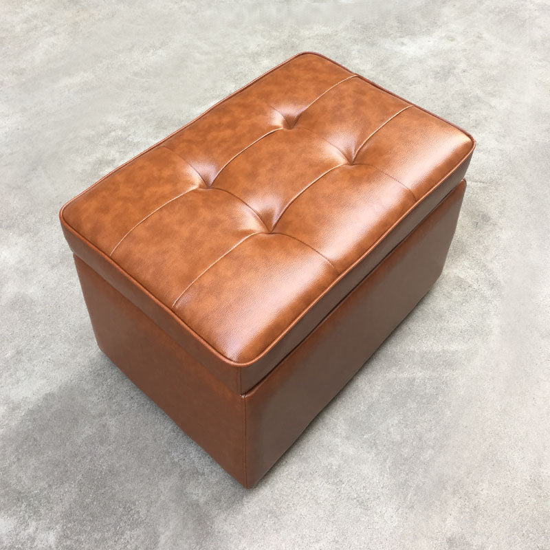 Footstools Genuine Leather Storage Ottomans 15.6 Inch Rectangle Foot Stool