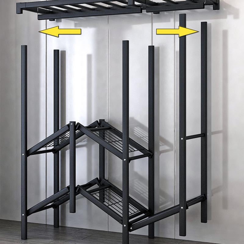 Metal and Fabric Wardrobe Industrial Style Bedroom Rectangular Wardrobe Closet