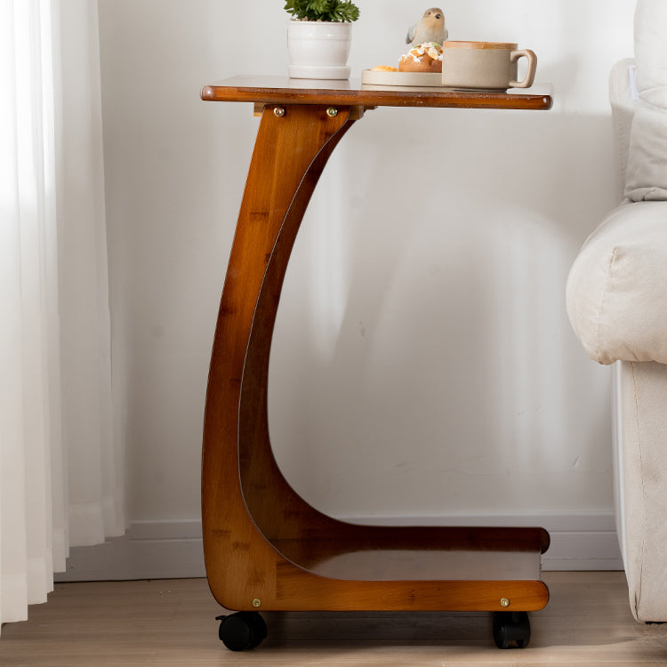 Modern Brown Side Table Rectangular C Table with Shelf for Living Room