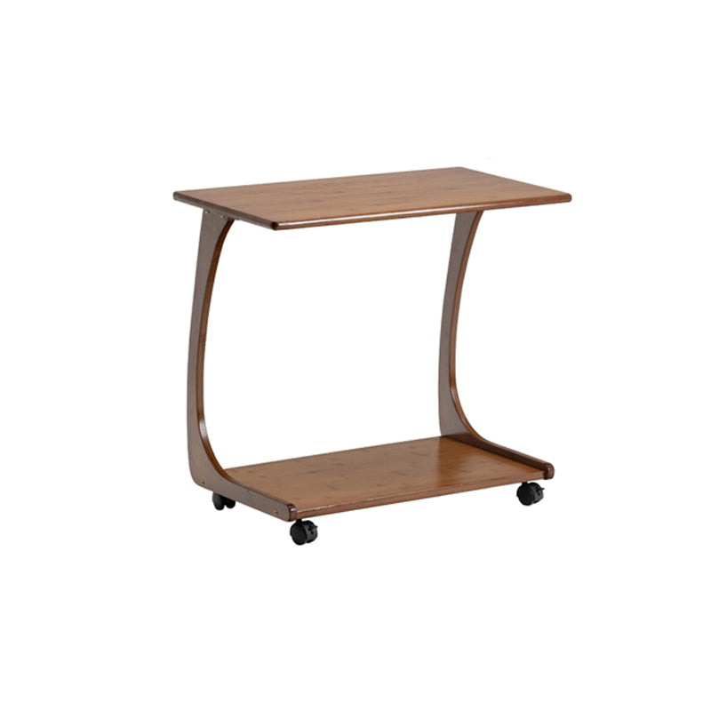 Modern Brown Side Table Rectangular C Table with Shelf for Living Room