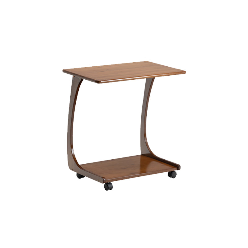 Modern Brown Side Table Rectangular C Table with Shelf for Living Room