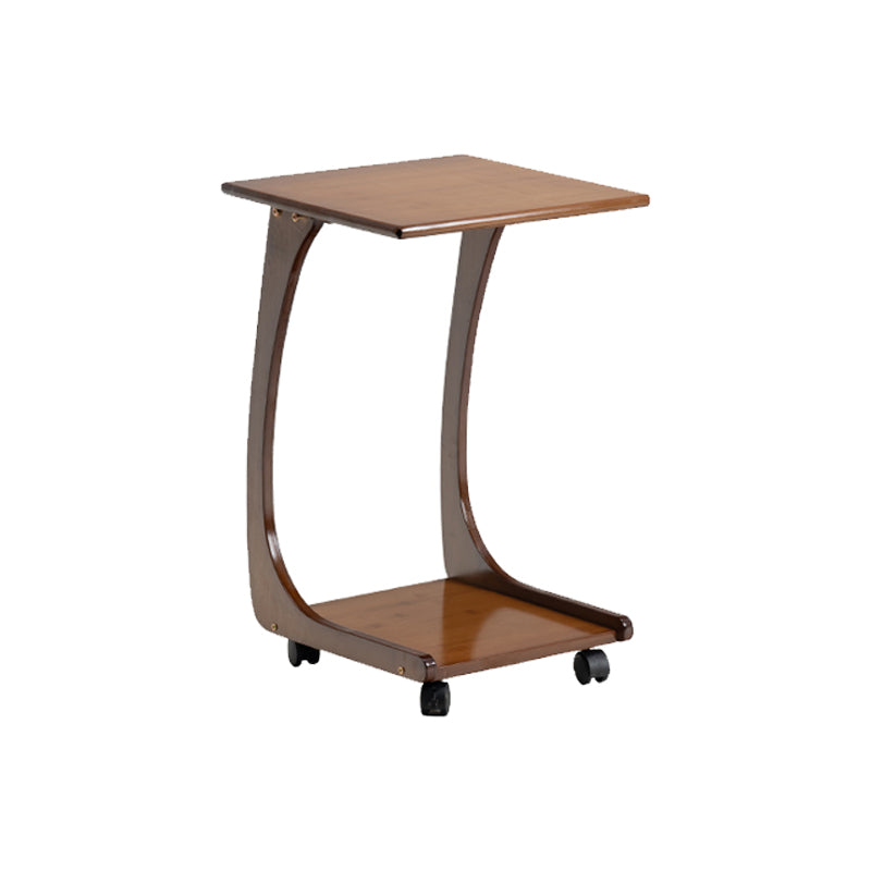 Modern Brown Side Table Rectangular C Table with Shelf for Living Room