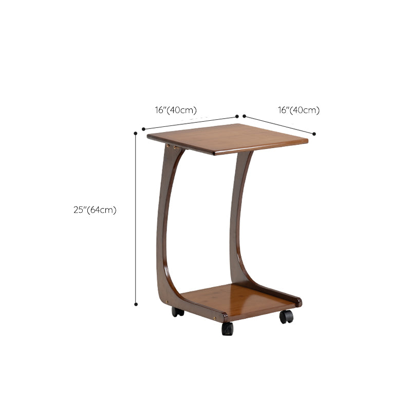 Modern Brown Side Table Rectangular C Table with Shelf for Living Room