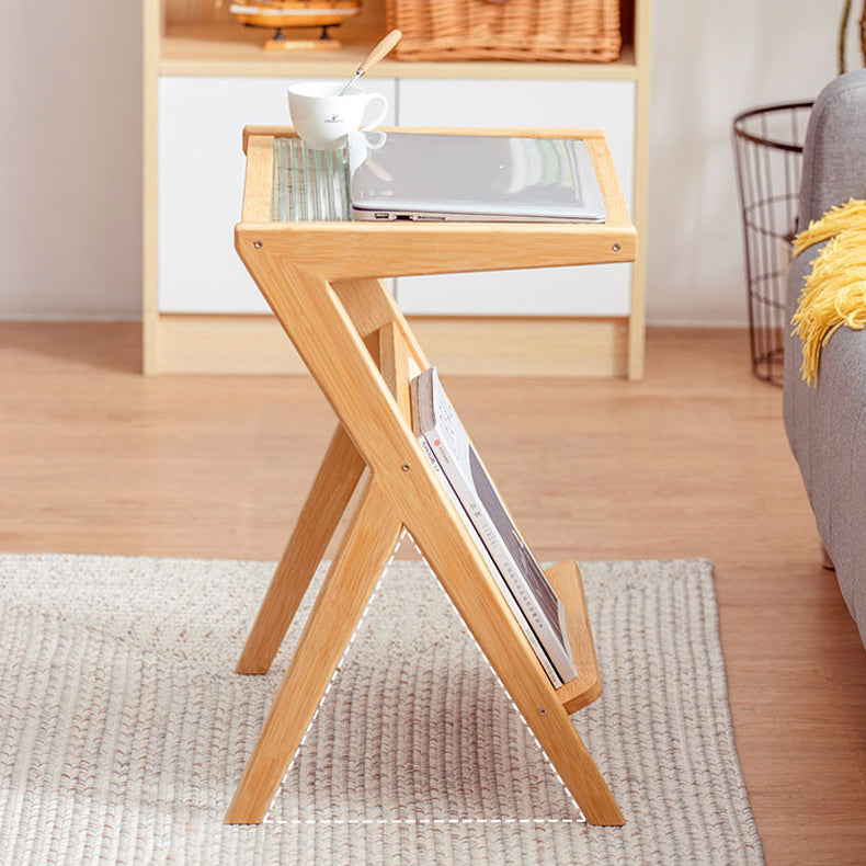 19.7" W Cross Legs End Table Rectangular Glass Side Table for Living Room