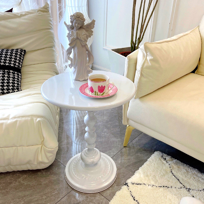 20.5 inch Tall Pedestal Side Table Metal Round Side End Table