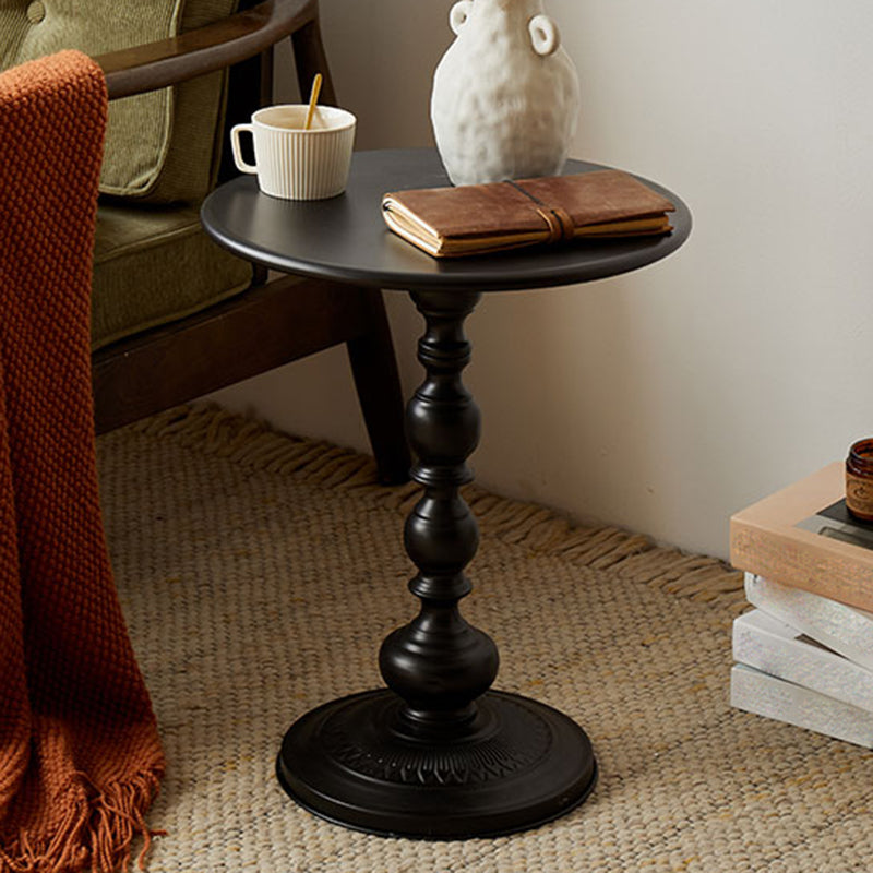 20.5" Tall Metal Pedestal End Table Round Accent Side Table in Black/White
