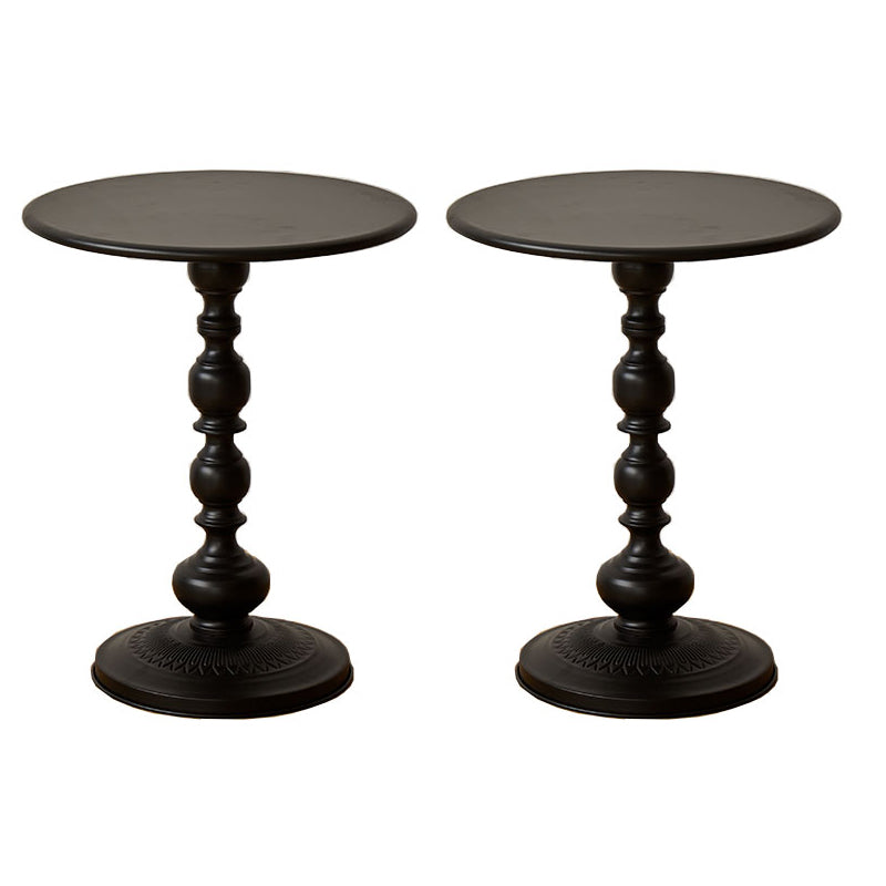 20.5" Tall Metal Pedestal End Table Round Accent Side Table in Black/White