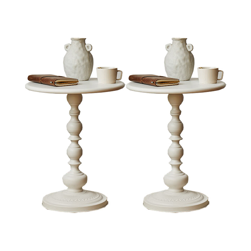 20.5" Tall Metal Pedestal End Table Round Accent Side Table in Black/White