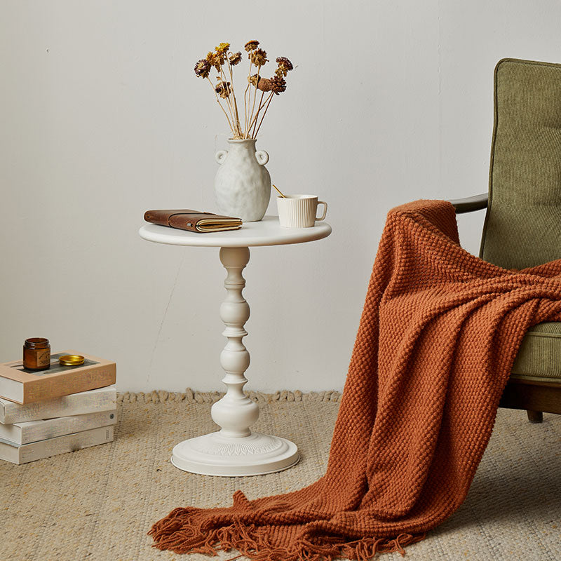 20.5" Tall Metal Pedestal End Table Round Accent Side Table in Black/White