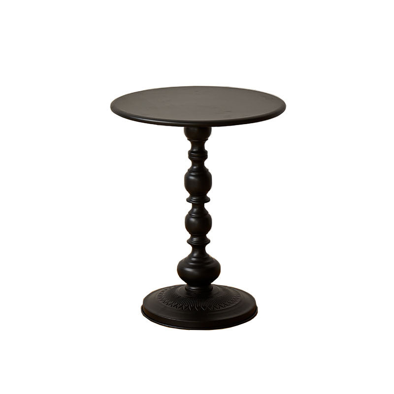 20.5" Tall Metal Pedestal End Table Round Accent Side Table in Black/White