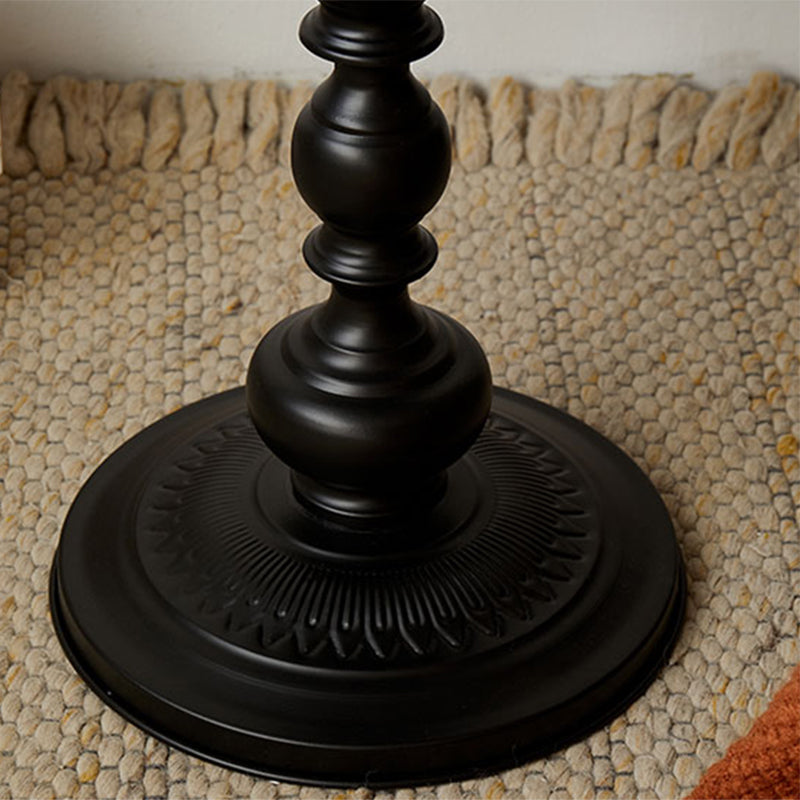 20.5" Tall Metal Pedestal End Table Round Accent Side Table in Black/White