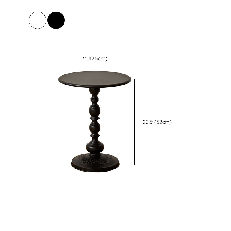 20.5" Tall Metal Pedestal End Table Round Accent Side Table in Black/White