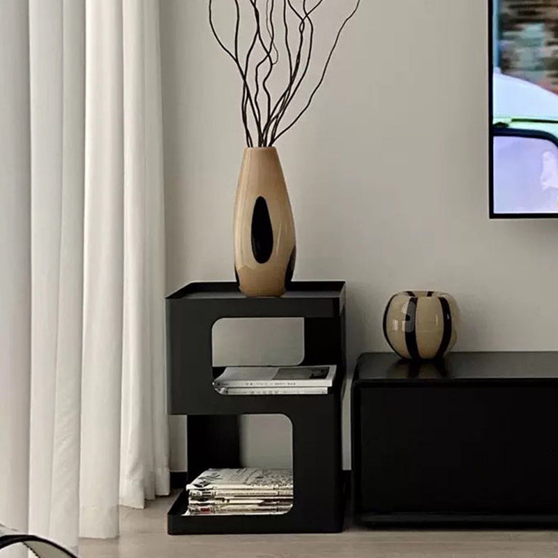 21.7" Tall Block End Table 3-Tier Metal Accent Side Table for Living Room