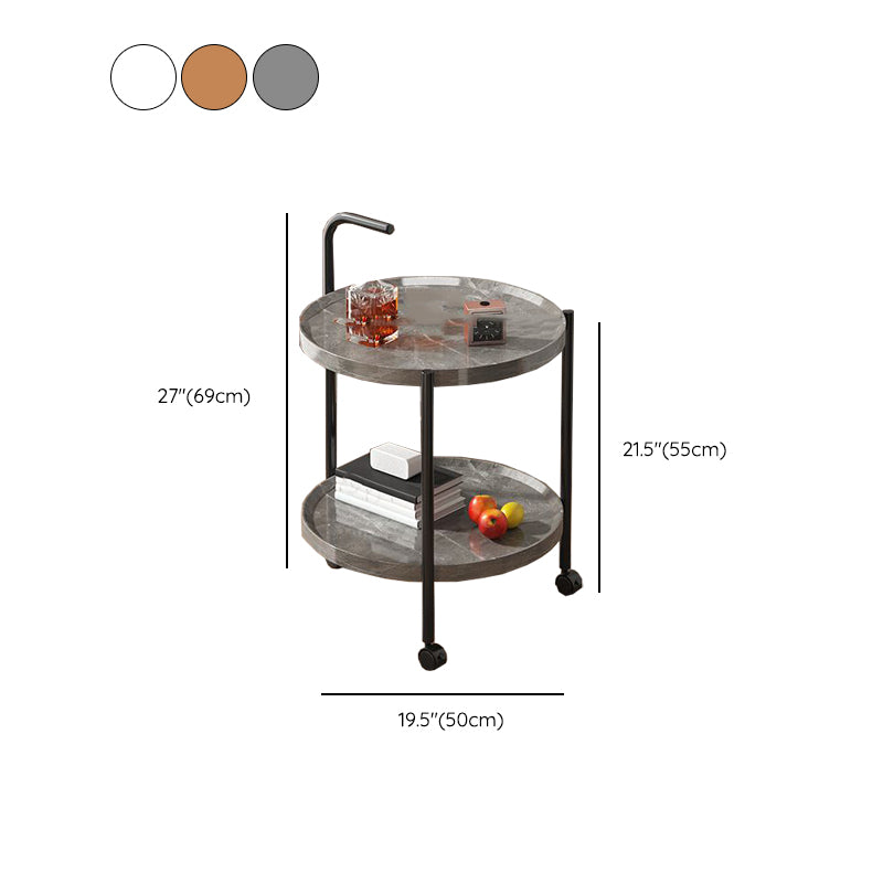 Black Metal 3 Legs Side Table Modernistic Sofa Side Accent Table with Shelf