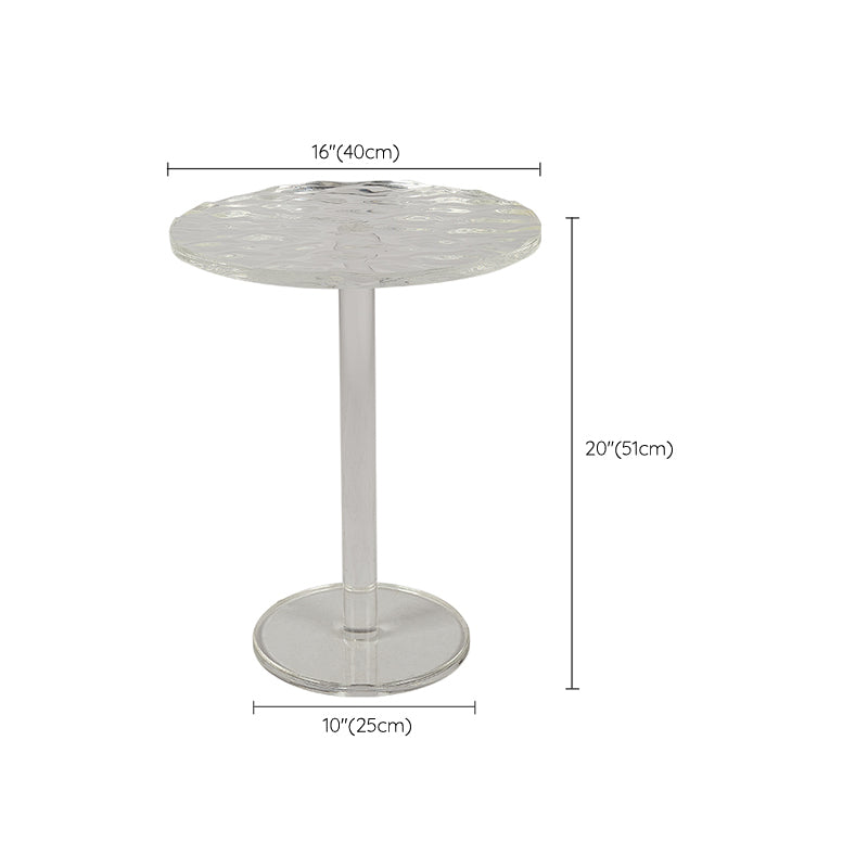 Pedestal 20" Tall End Table Round Clear Acrylic Sofa Side Accent Table