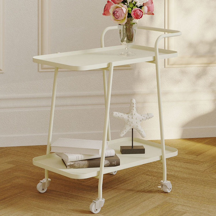 Rectangular Metal End Table with Casters Glam 22.8" Tall Side Table with Shelf