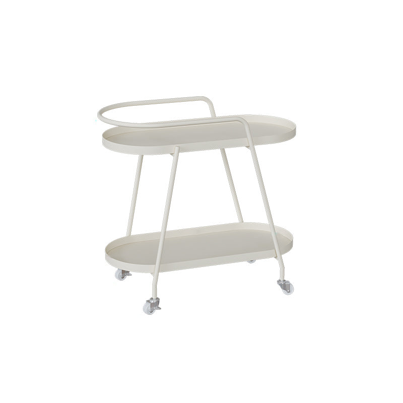2-Tier Metal Side Table with Casters 22.8" Tall Tray Top End Table