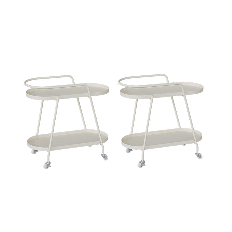 2-Tier Metal Side Table with Casters 22.8" Tall Tray Top End Table
