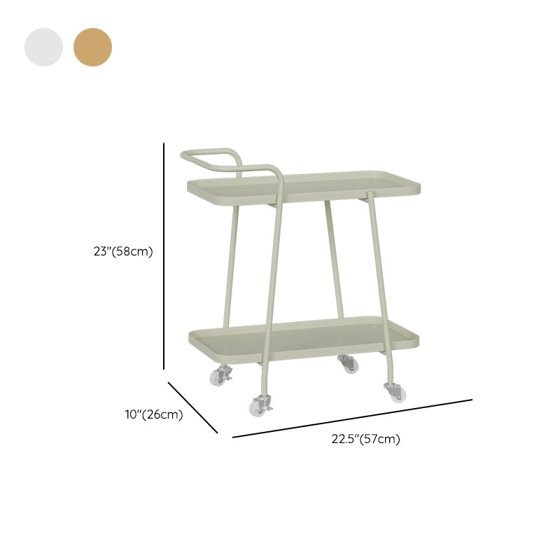 2-Tier Metal Side Table with Casters 22.8" Tall Tray Top End Table