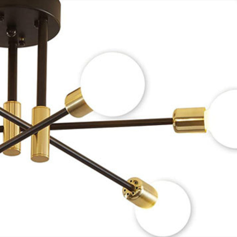 Sphere Ceiling Semi Flush Contemporary 4 / 6 / 8 - Light Semi Flush Mount in Black & Gold