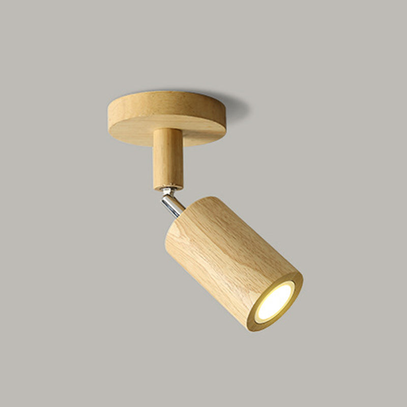 Adjustable Cylinder Semi Flush Wood LED Modernism Cylinder Flush Ceiling