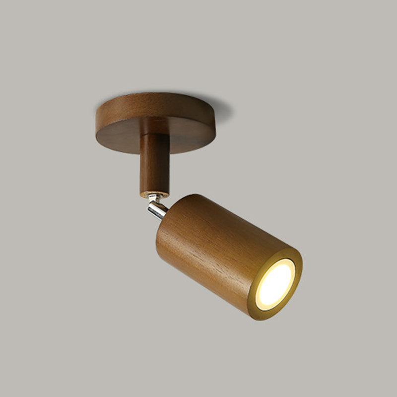 Adjustable Cylinder Semi Flush Wood LED Modernism Cylinder Flush Ceiling