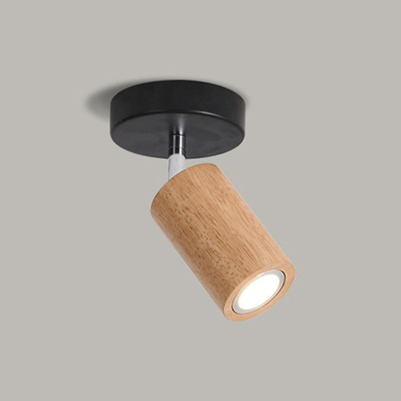 Adjustable Cylinder Semi Flush Wood LED Modernism Cylinder Flush Ceiling