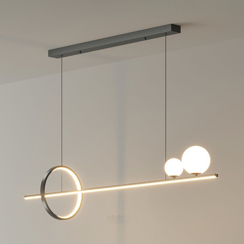 LED Island Lamp Strip Shape Island Hanging Lamp with Silica Gel Shade for Dining Room