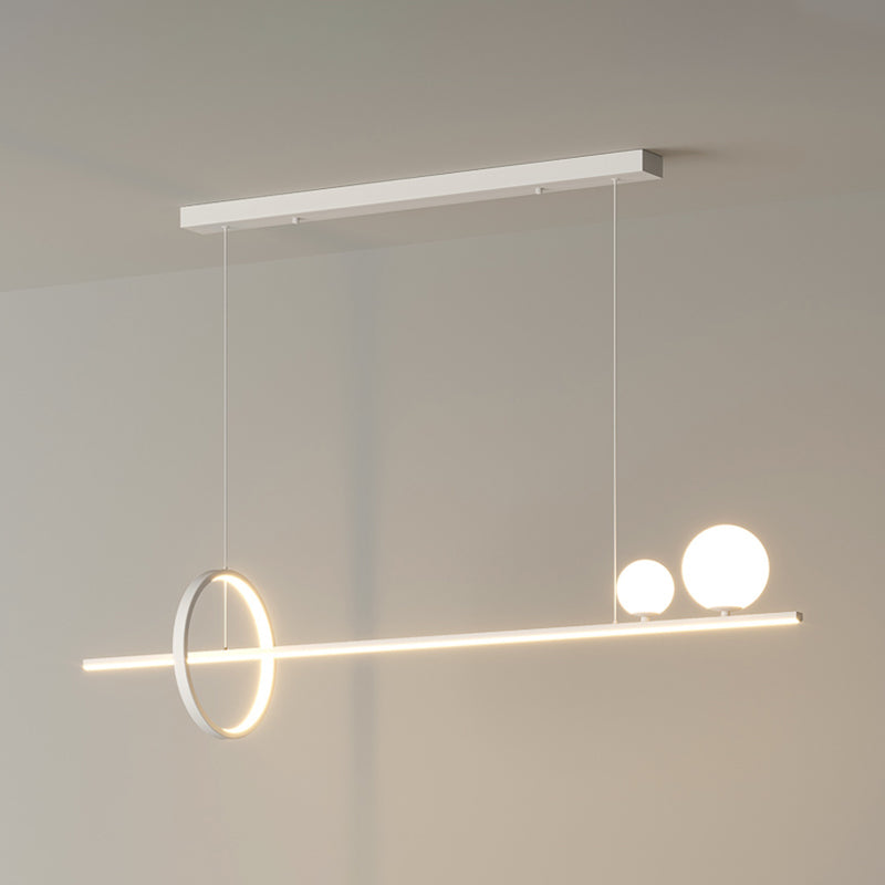 LED Island Lamp Strip Shape Island Hanging Lamp with Silica Gel Shade for Dining Room