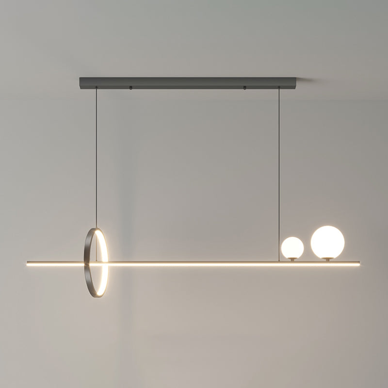 LED Island Lamp Strip Shape Island Hanging Lamp with Silica Gel Shade for Dining Room