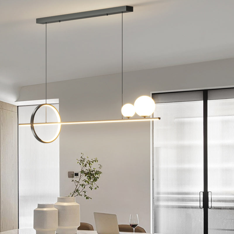 LED Island Lamp Strip Shape Island Hanging Lamp with Silica Gel Shade for Dining Room