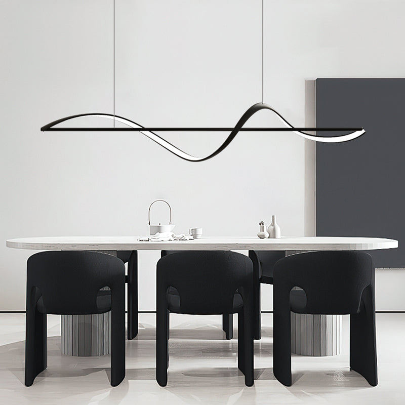 Modern LED Island Lamp Strip Shape Island Hanging Lamp with Plastic Shade for Dining Room