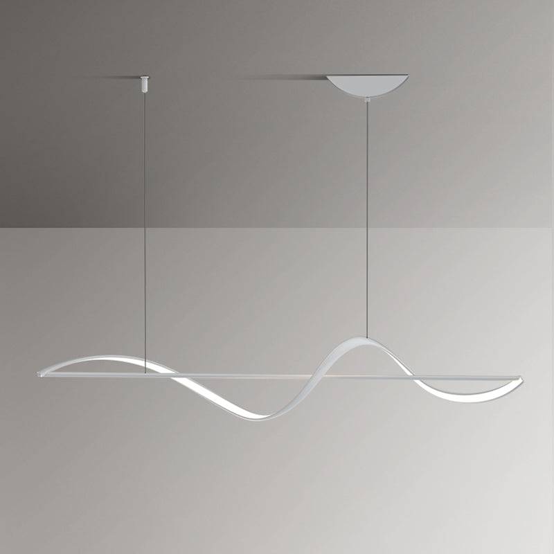Modern LED Island Lamp Strip Shape Island Hanging Lamp with Plastic Shade for Dining Room