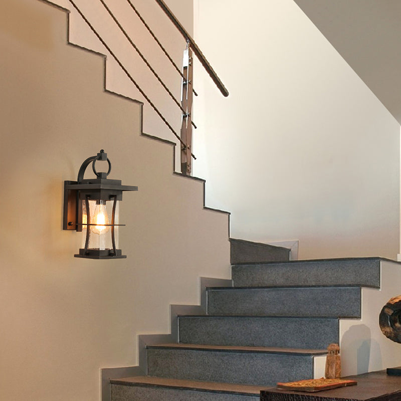 Geometric Wall Light Modern Metal 1 Light Wall Sconce in Black