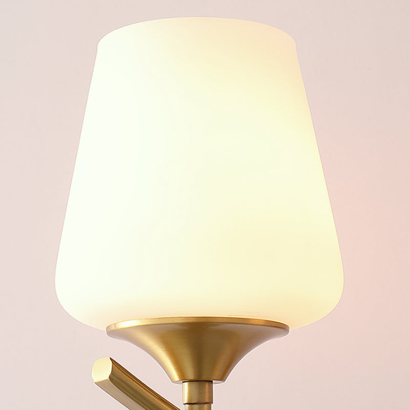Golden Copper Wall Lamp Modern Style Wall Mount Lamp with Glass Shade for Bedroom