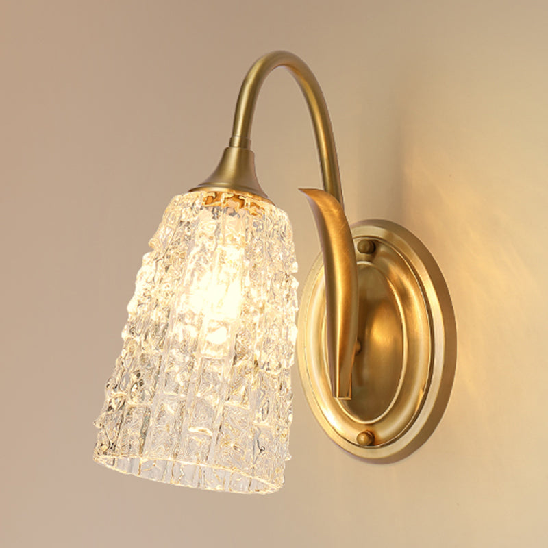Modern Golden Wall Lamp Copper Wall Mount Lamp with Glass Shade for Bedroom