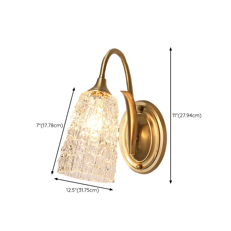 Modern Golden Wall Lamp Copper Wall Mount Lamp with Glass Shade for Bedroom