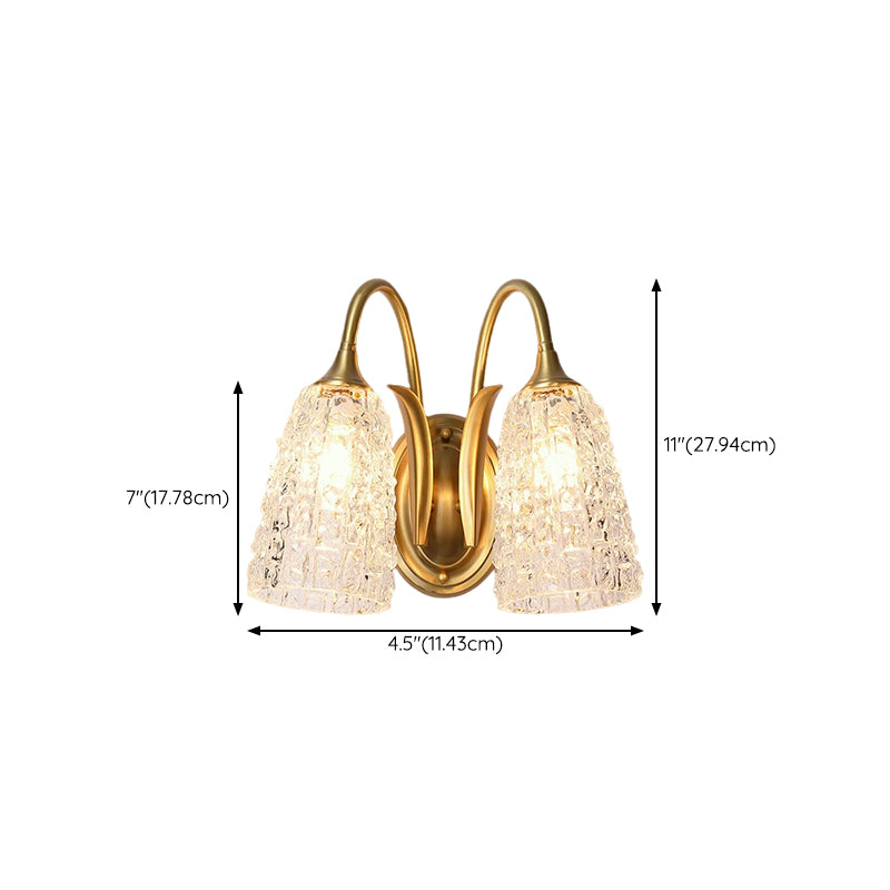 Modern Golden Wall Lamp Copper Wall Mount Lamp with Glass Shade for Bedroom