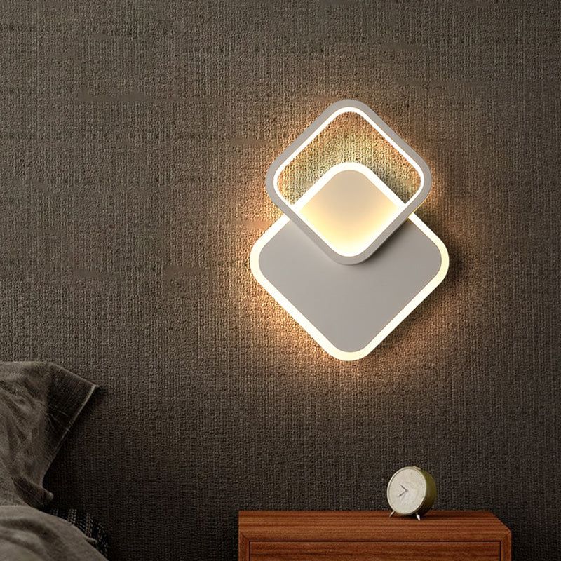 Geometric Wall Lighting Contemporary Metal Wall Sconce in White