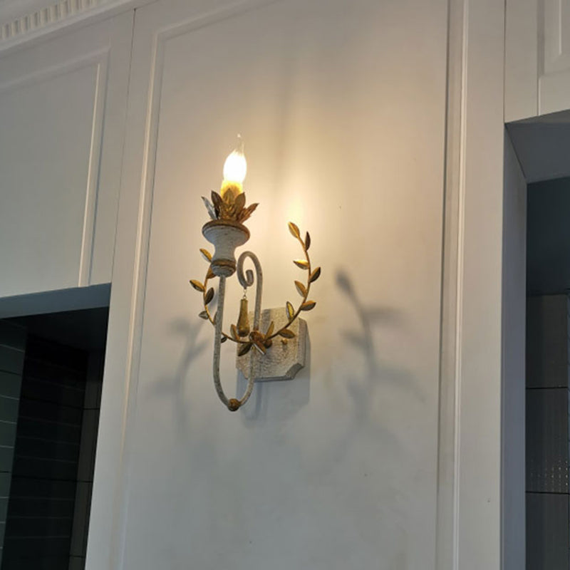 Candle Shape Wood Wall Sconces Modern 1-Light Wall Mount Light Fixture in Gold