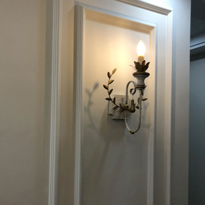 Candle Shape Wood Wall Sconces Modern 1-Light Wall Mount Light Fixture in Gold