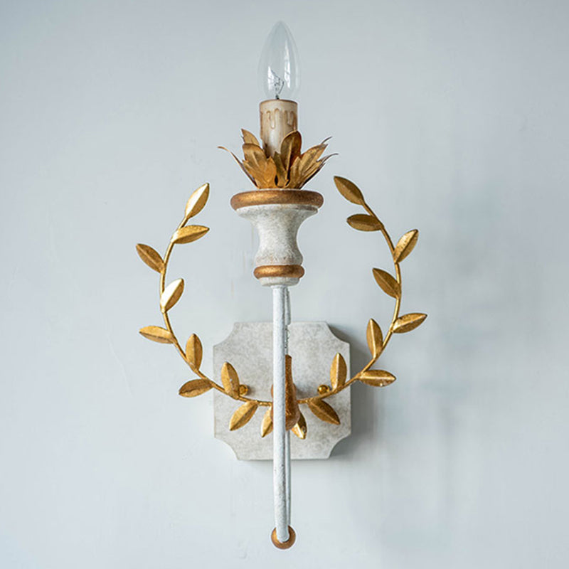 Candle Shape Wood Wall Sconces Modern 1-Light Wall Mount Light Fixture in Gold