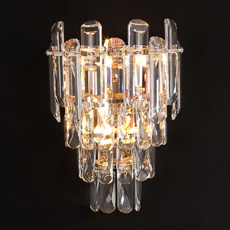 Geometric Shape Crystal Wall Sconces Modern 2-Lights Wall Mount Light Fixture